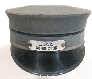 Vintage L.I.R.R. Long Island Railroad Train Conductor Hat with Badge.