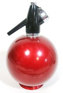 Vintage Art Deco Red Globe Master Double Capacity Soda Siphon Made by BOC, England.