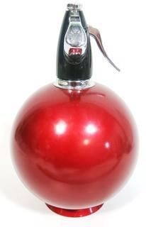 Vintage Art Deco Red Globe Master Double Capacity Soda Siphon Made by BOC, England.