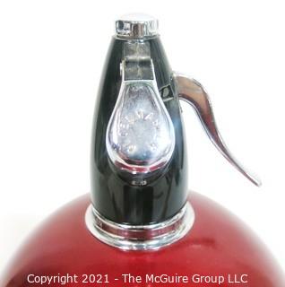 Vintage Art Deco Red Globe Master Double Capacity Soda Siphon Made by BOC, England.