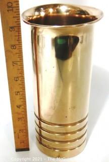 Vintage Art Deco Brass Container Made by Chase. Measures approximately 10" Tall.