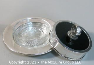 Round Art Deco Silver Plate Covered Dish with Lid made by English Silver Mfg. 