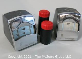 (2) Vintage Diner Napkin Dispensers and Retro Pair of Salt & Pepper Shakers.