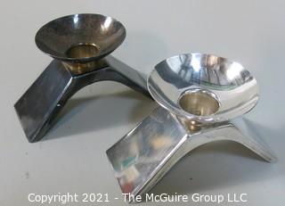 Set Of 2 WMF Ikora Silver Plated Mid Century Candle Holders