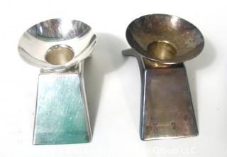 Set Of 2 WMF Ikora Silver Plated Mid Century Candle Holders