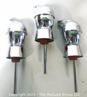 (3) Vintage Chrome Liquor Bottle Pourers or Spouts.
