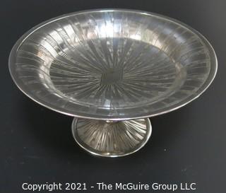 Vintage Art Deco Silver Plate Dish with Pedestal Base and Serving Tray Made by Weidlich Bros with Geometric Design. Marked BMMTS for Britannia Metal Mounts.