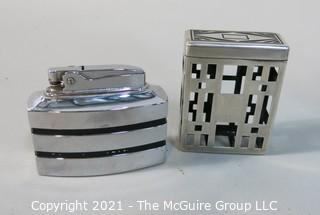 Art Deco Sterling Cigarette Pack Case and Table lighter