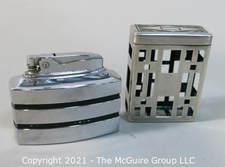 Art Deco Sterling Cigarette Pack Case and Table lighter