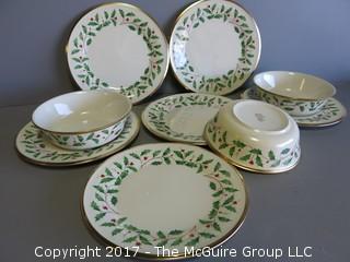 Collection of Lenox china (6 plates, 8 1/4 diameter; 3 bowls, 6 1/8 diameter)