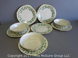 Collection of Lenox china (6 plates, 8 1/4 diameter; 3 bowls, 6 1/8 diameter)