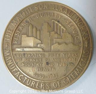 Bronze Medal: "The Mathieson Alkali Works - Manufacturers of Chemicals.  Celebrating 50 Years of Service to American Industry and Public Health; 1892-1942"