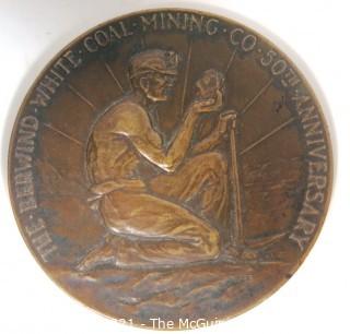 Tiffany and Co. Bronze Medal Titled: The Berwin White Coal Mining Company, 50th Anniversary 1886-1936