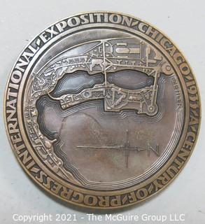 1933 Chicago Exposition Century of Progress Bronze Medal, Art Deco Design.