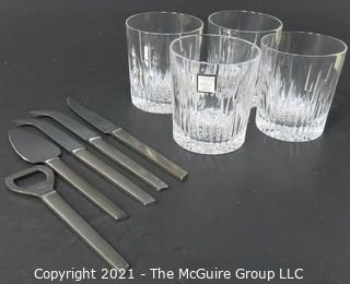 Set of 4 Marquis by Waterford Crystal Tumblers and Scandinavian Style Cutlery