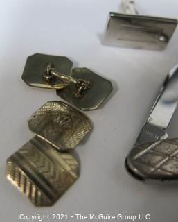 Eclectic Mix Including Pocket Knife, "Carter" Peanut Pin, Cufflinks and Belt Buckle