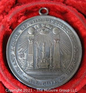 1937 Grange Medal: "The Grand Lodge of the District of Columbia"; A L 5811; with presentation box