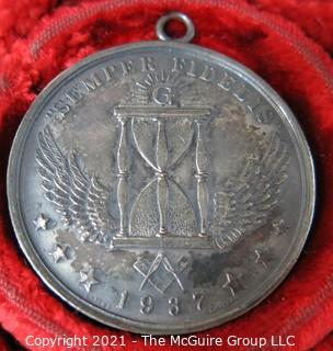 1937 Grange Medal: "The Grand Lodge of the District of Columbia"; A L 5811; with presentation box