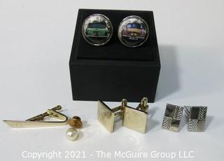 Group of Men's Accessories including Cufflinks and Tie Bars. 