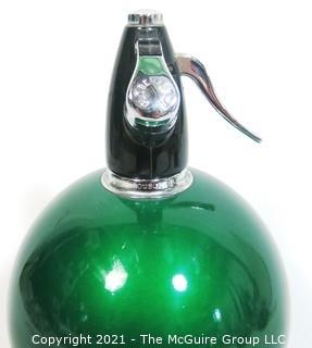 Vintage Art Deco Green Globe Master Double Capacity Soda Siphon. 