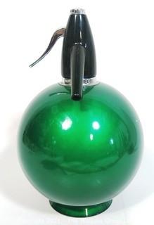 Vintage Art Deco Green Globe Master Double Capacity Soda Siphon. 