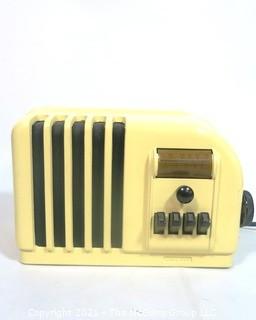 Vintage Art Deco Yellow Airline Electric Radio; tube radio, tested and works (AM), not original paint.