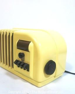 Vintage Art Deco Yellow Airline Electric Radio; tube radio, tested and works (AM), not original paint.