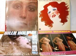 Vinyl Record: (four record lot) Female mix: Cher, Midler, Warwick, Holliday