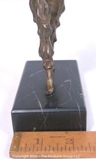 Art Deco Chryselephantine Style Ballets Russes Female Dancer Statue on Marble Base, Similar to D. H. Chiparus. Measures approximately 9" tall.