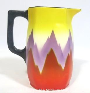  Vintage Ditmar Urbach Bohemian Czech Art Pottery Pitcher in Flame Pattern. Measures approximately 4 1/2"tall.