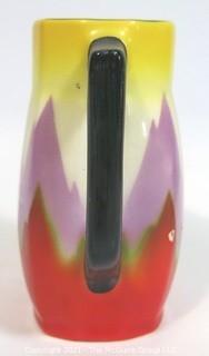  Vintage Ditmar Urbach Bohemian Czech Art Pottery Pitcher in Flame Pattern. Measures approximately 4 1/2"tall.