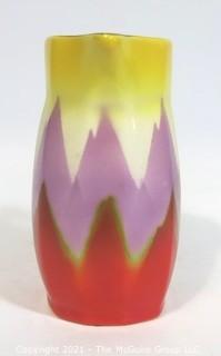  Vintage Ditmar Urbach Bohemian Czech Art Pottery Pitcher in Flame Pattern. Measures approximately 4 1/2"tall.