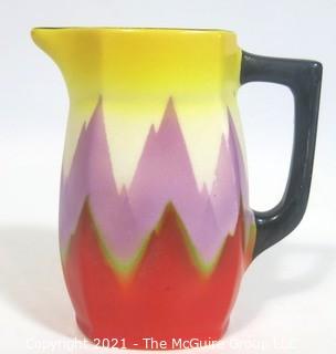  Vintage Ditmar Urbach Bohemian Czech Art Pottery Pitcher in Flame Pattern. Measures approximately 4 1/2"tall.