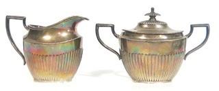 Fisher Sterling Creamer and Sugar Bowl in Queen Anne Pattern, 343g.  