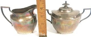 Fisher Sterling Creamer and Sugar Bowl in Queen Anne Pattern, 343g.  