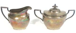 Fisher Sterling Creamer and Sugar Bowl in Queen Anne Pattern, 343g.  