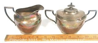 Fisher Sterling Creamer and Sugar Bowl in Queen Anne Pattern, 343g.  