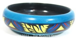 Vintage Blue Erphila Art Pottery Made in Czechoslovakia Vase or Flower Basket. It measures approximately 4"  in diameter.