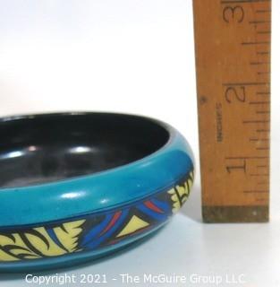 Vintage Blue Erphila Art Pottery Made in Czechoslovakia Vase or Flower Basket. It measures approximately 4"  in diameter.