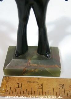 Chryselephantine Style Art Deco Statue of Young Woman. Measures approximately 6 1/2" tall.   