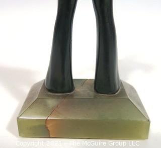 Chryselephantine Style Art Deco Statue of Young Woman. Measures approximately 6 1/2" tall.   