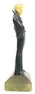 Chryselephantine Style Art Deco Statue of Young Woman. Measures approximately 6 1/2" tall.   