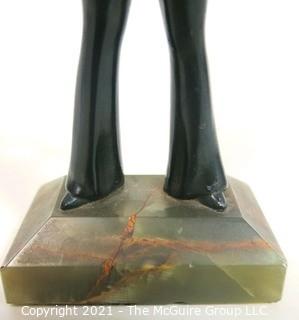 Chryselephantine Style Art Deco Statue of Young Woman. Measures approximately 6 1/2" tall.   