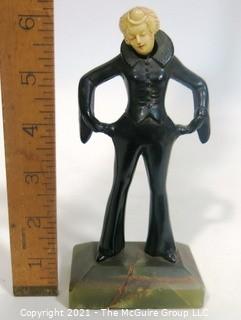 Chryselephantine Style Art Deco Statue of Young Woman. Measures approximately 6 1/2" tall.   