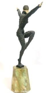 Large Art Deco D.H. Chiparus Bronze Statue Dancing Figurine Kapurthala. Measures approximately 12 1/2"Tall