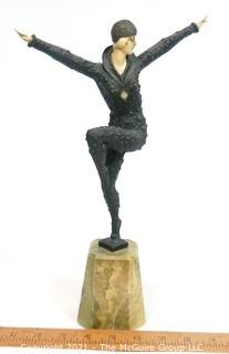 Large Art Deco D.H. Chiparus Bronze Statue Dancing Figurine Kapurthala. Measures approximately 12 1/2"Tall