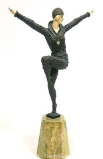 Large Art Deco D.H. Chiparus Bronze Statue Dancing Figurine Kapurthala. Measures approximately 12 1/2"Tall