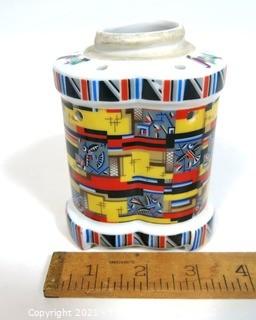 Vintage Art Deco Painted Perfume Lamp; Made in Germany by Aerozon Pottery, founded by Erdmann Schlegelmilch,.  Missing Top. 