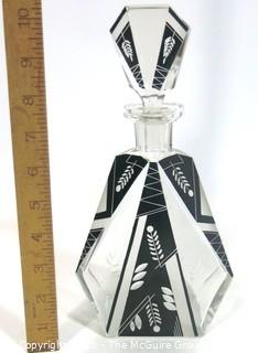 Palda Bohemian Czech Art Deco Cut Glass Liquor Decanter.  Measures approximately 10" tall. <br> <br> Many of the Karl Palda Bohemian Art Deco cut glass pieces in this auction were featured in the book “Collectible Bohemian Glass (1915 – 1945) Volume II” by Robert & Deborah Truitt.