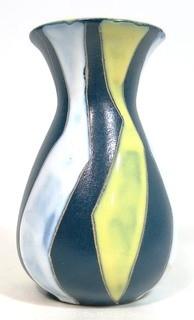 Vintage Art Deco Hand Painted Pottery Vase; Made in Germany.  Measures approximately 6 1/2" tall.